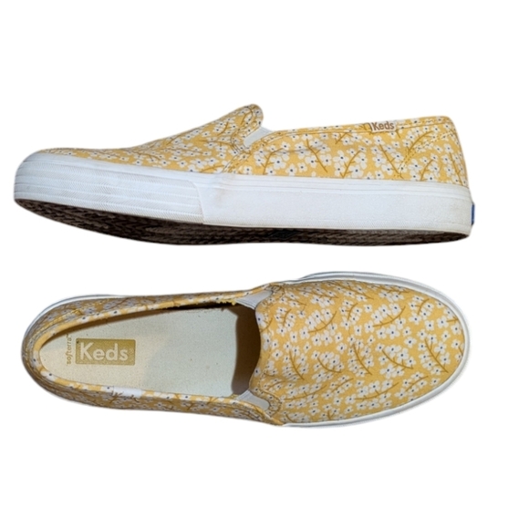 KEDS Double Decker Yellow Floral Slip-On Canvas Sneakers Women Shoes Size 8 - Picture 4 of 7